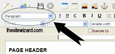 Paragraph drop down box in BlueGriffon