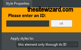 The Please enter an ID prompt in the Style Properties panel