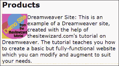 Placement of the image after it is aligned left in Dreamweaver