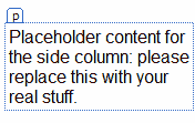 Placeholder text inside the rectangular paragraph outline of the side column