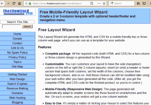 Free Website Layout Wizard