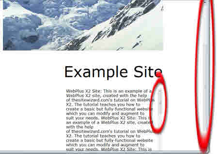 Example of a site with a text box with scroll bars